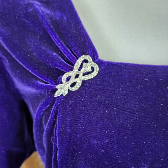 Cachet By Bari Protas Vintage Velvet Dress Purple With Shoulder Pads - Picture 3 of 10